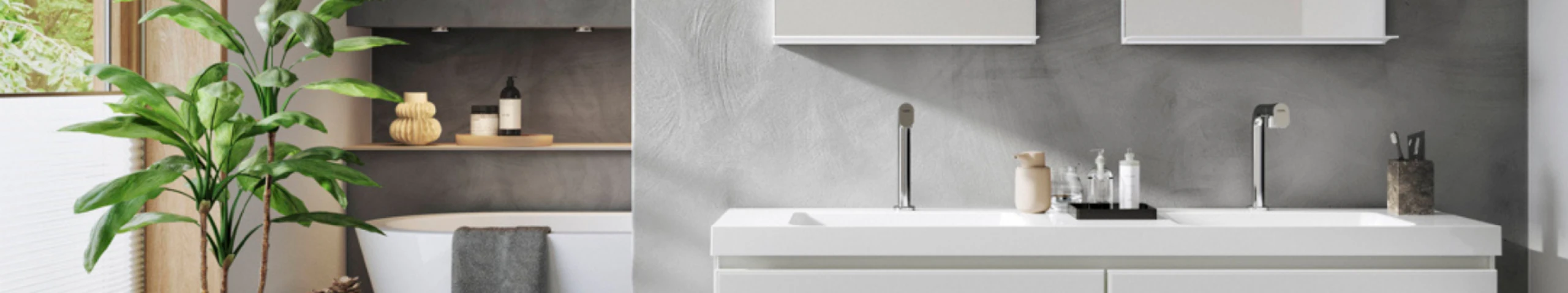 Een badkamer om de dag ontspannen te beginnen en  af te sluiten.